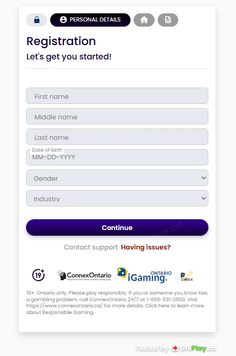 Delta Casino — registration step 2