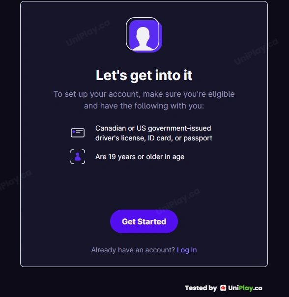 Hollywood Casino — registration step 1