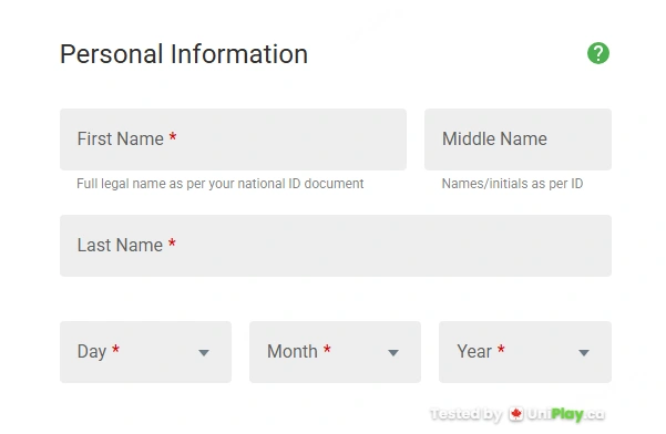 JackpotCity Casino — registration step 2