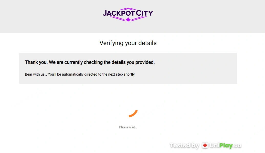 JackpotCity Casino — registration step 6