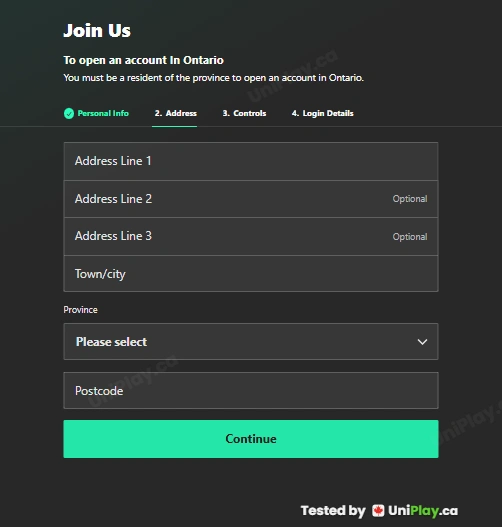 Bet365 — registration step 2