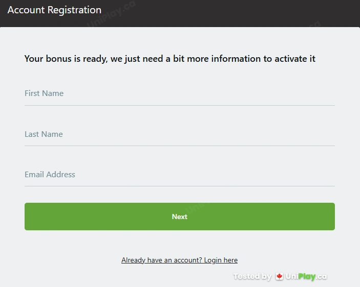 Grand Mondial — registration step 1
