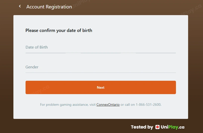 Captain Cooks Casino — registration step 2