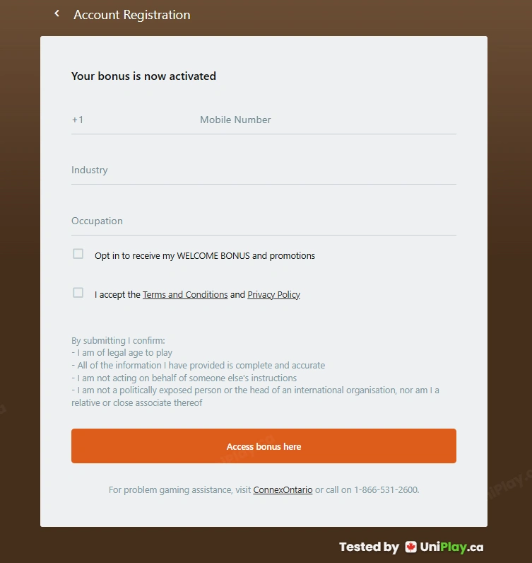 Captain Cooks Casino — registration step 5