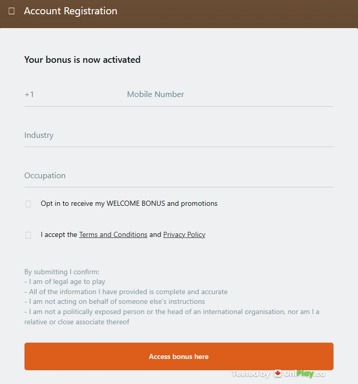 Captain Cooks Casino — registration step 5
