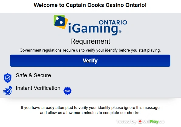 Captain Cooks Casino — registration step 7