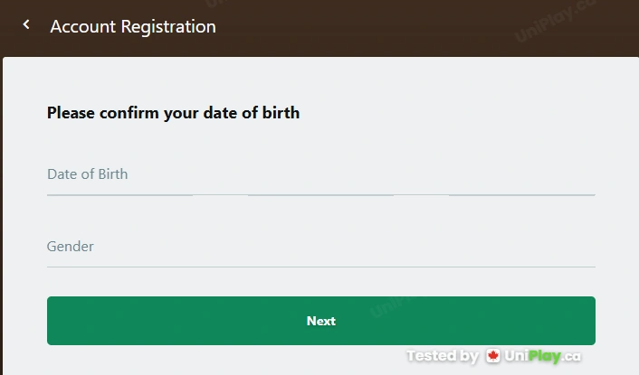 Yukon Gold Casino — registration step 2