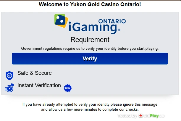 Yukon Gold Casino — registration step 7