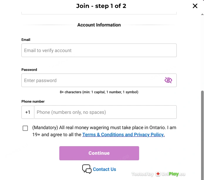 Stardust Casino — registration step 2