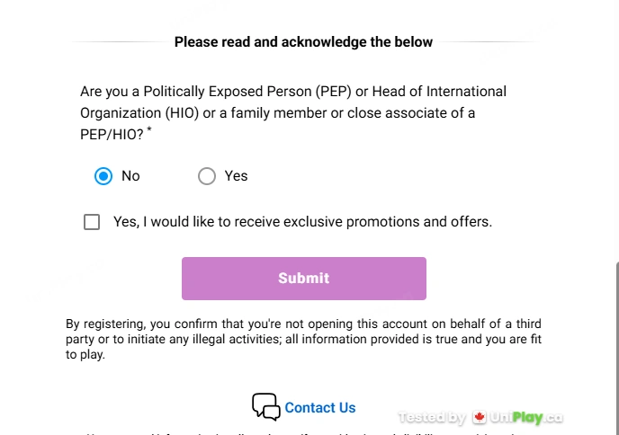 Stardust Casino — registration step 5