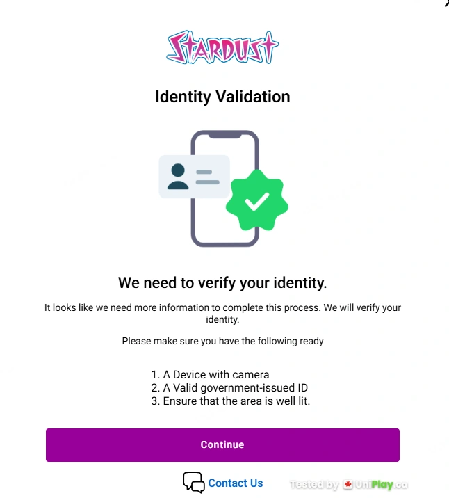 Stardust Casino — registration step 6