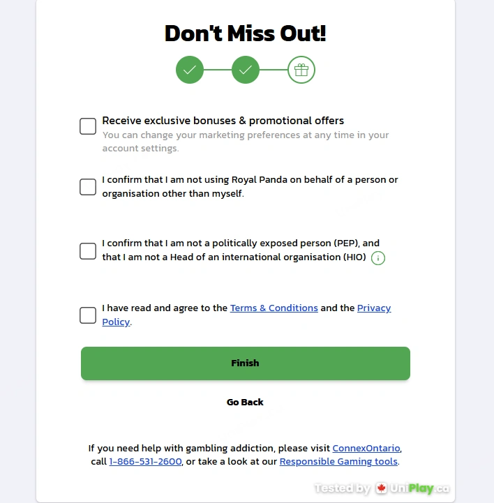 Royal Panda — registration step 5