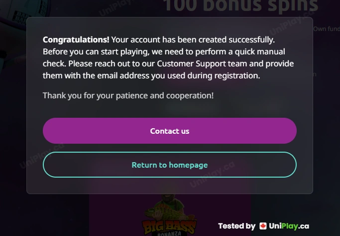 Spin Away — registration step 5