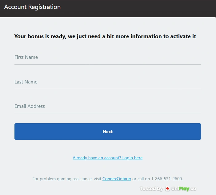 Luxury Casino — registration step 1