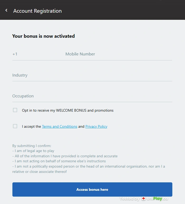 Luxury Casino — registration step 5