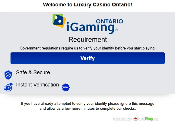 Luxury Casino — registration step 7
