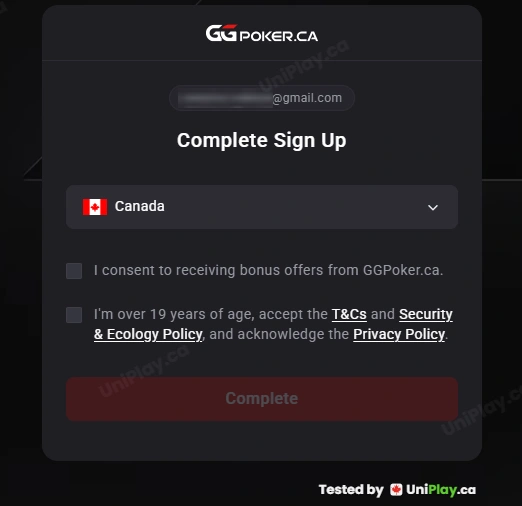 GGPoker — registration step 5