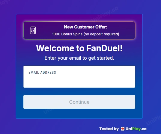 FanDuel Casino — registration step 1
