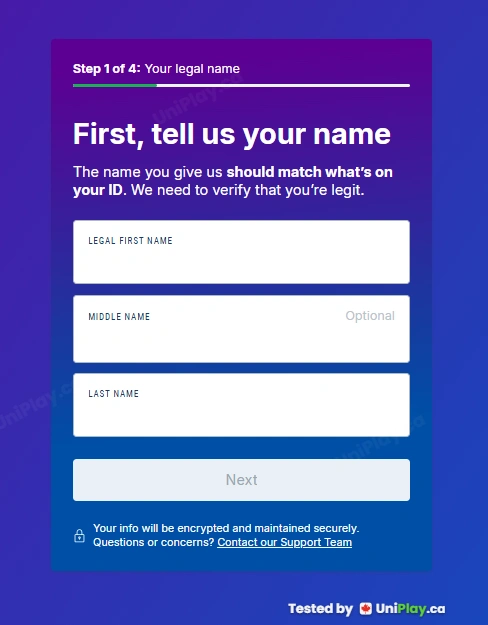 FanDuel Casino — registration step 3