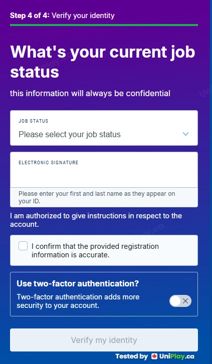 FanDuel Casino — registration step 6