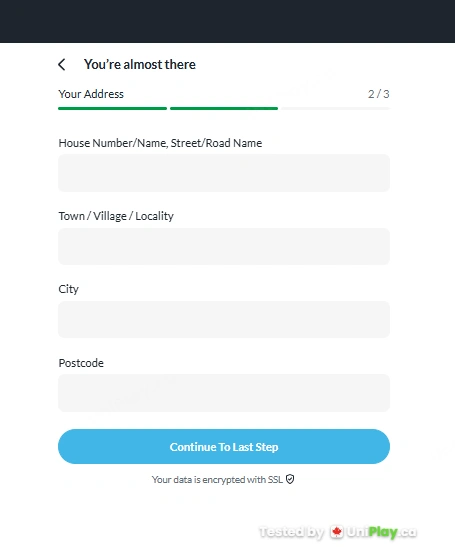 BetVictor — registration step 2