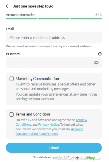 BetVictor — registration step 3