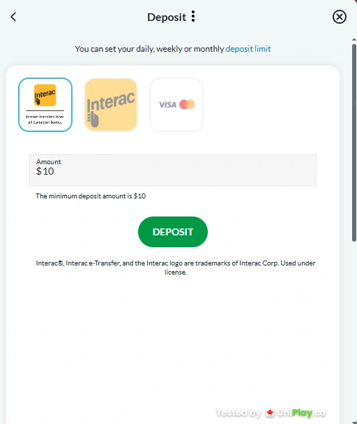 BetVictor — Deposit screenshot