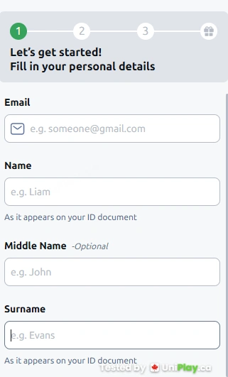 Betano — registration step 2