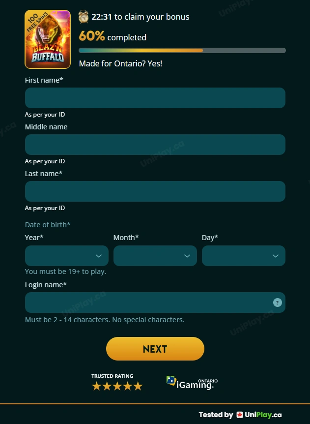 High Flyer Casino — registration step 3