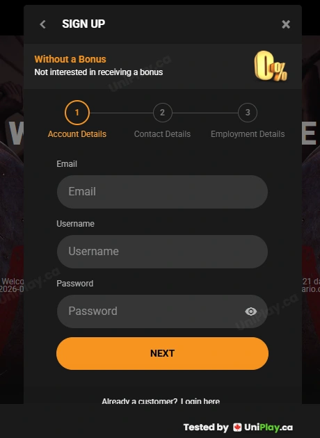 Titan Play — registration step 2