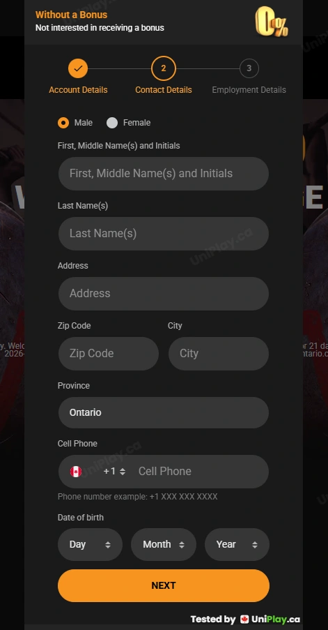 Titan Play — registration step 3