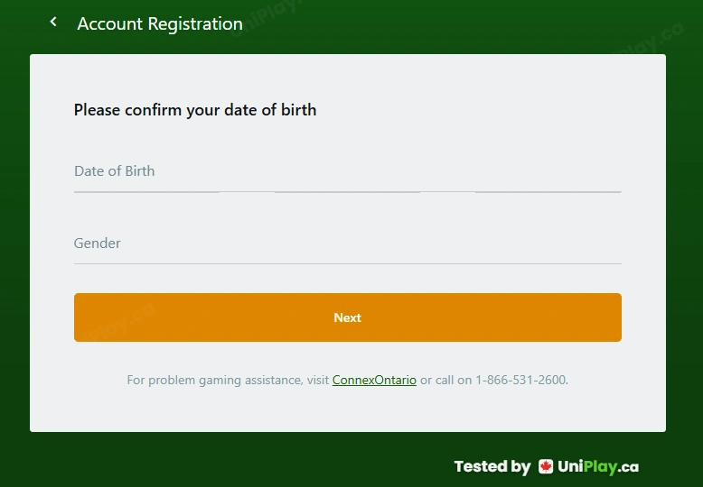 Casino Classic — registration step 2