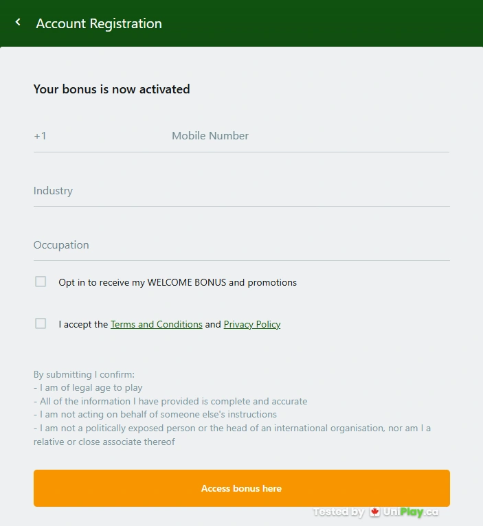 Casino Classic — registration step 5