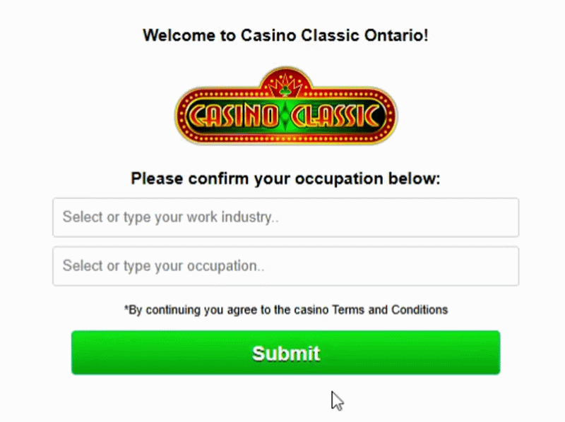 Casino Classic — registration step 7
