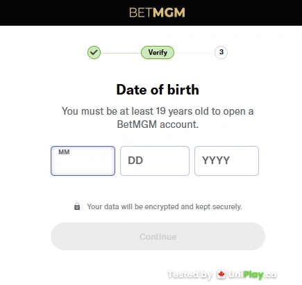BetMGM Casino — registration step 4