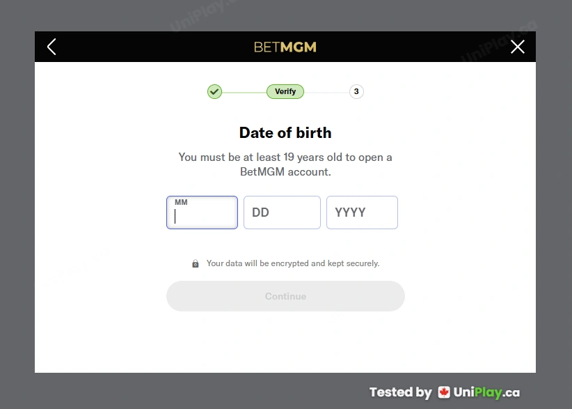 BetMGM Casino — registration step 4