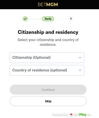 BetMGM Casino — registration step 5