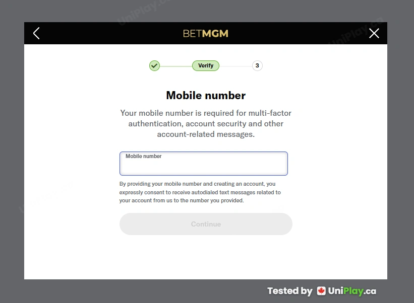 BetMGM Casino — registration step 5