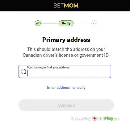 BetMGM Casino — registration step 6