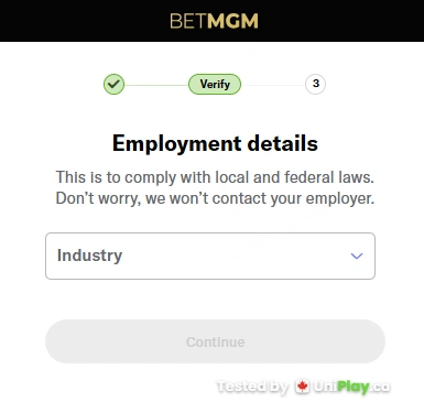 BetMGM Casino — registration step 7