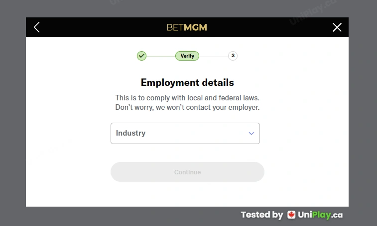 BetMGM Casino — registration step 8