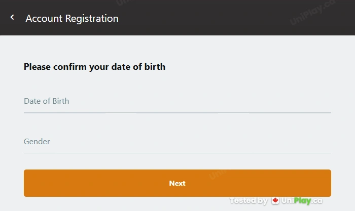 Golden Tiger — registration step 2