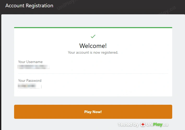Golden Tiger — registration step 6