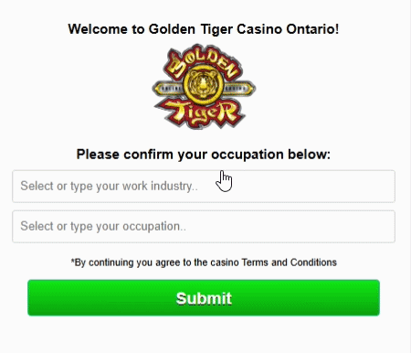 Golden Tiger — registration step 7