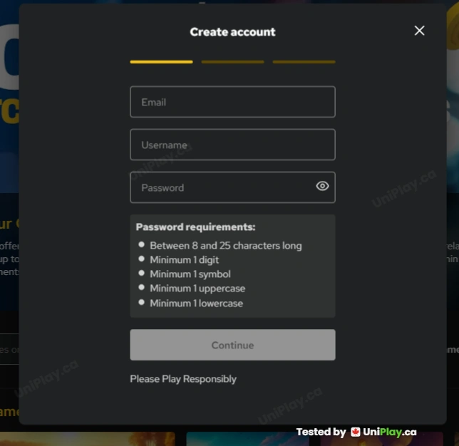 Casino Time — registration step 1