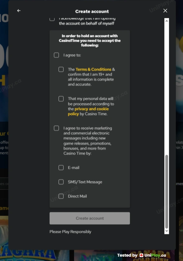 Casino Time — registration step 4