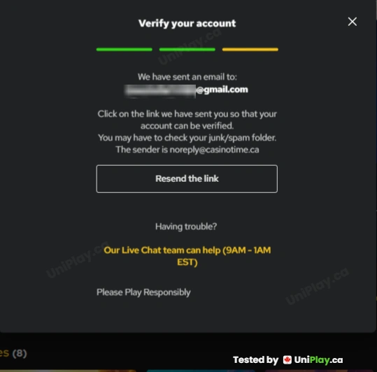 Casino Time — registration step 5