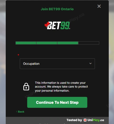 Bet99 — registration step 4