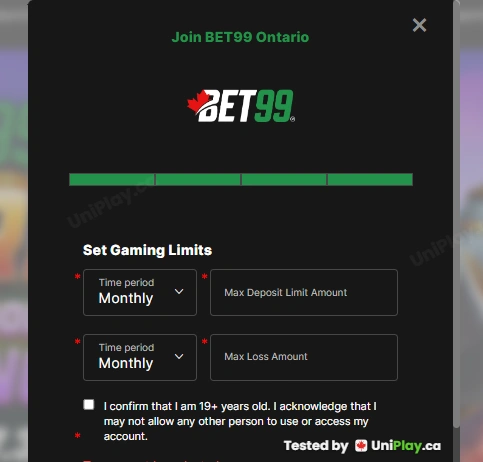 Bet99 — registration step 5