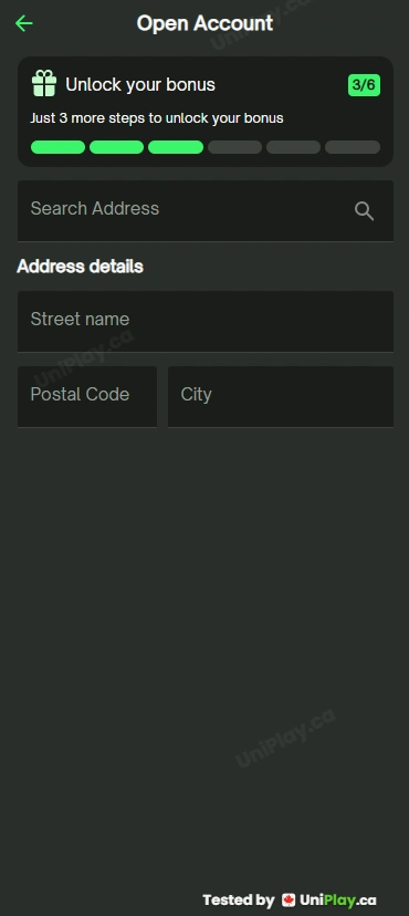 ComeOn! — registration step 3